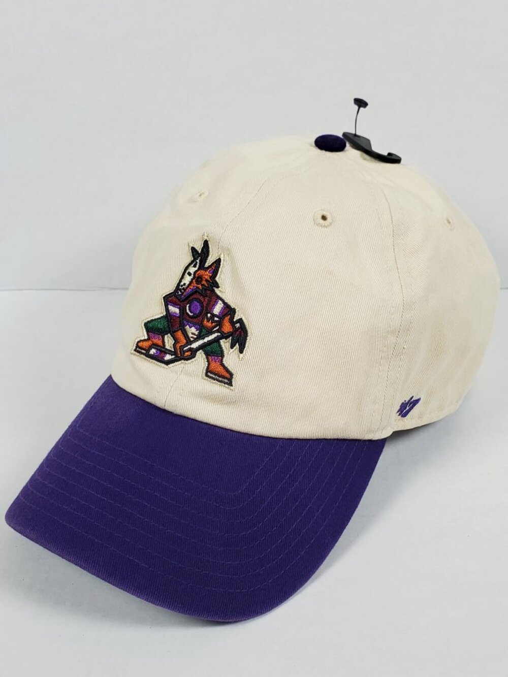 PHOENIX ARIZONA COYOTES White Purple Strapback Logo Cap 47 Brand NHL Hockey NEW